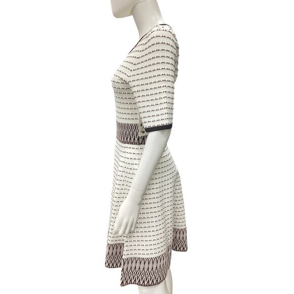 NWT Shoshana Dress Women’s Size M Fine Knit Short Sleeve A-Line Midi White - Picture 2 of 5